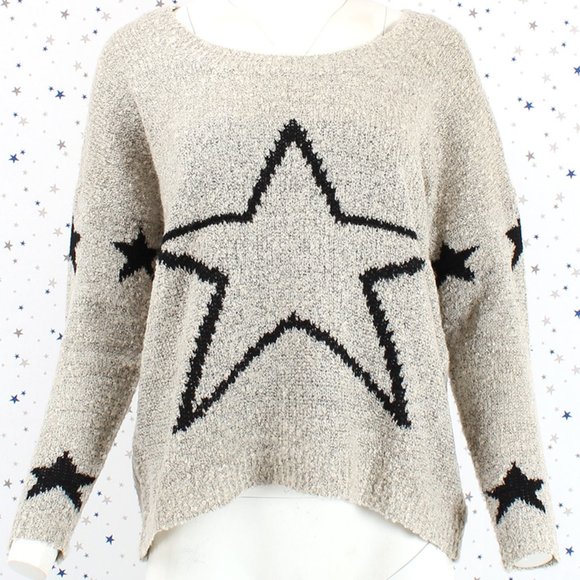 Oversized Star Pattern Pullover Knit Sweater - Picture 2 of 7